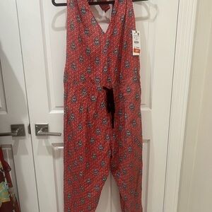 Red Patterned Jumpsuit - ZARA